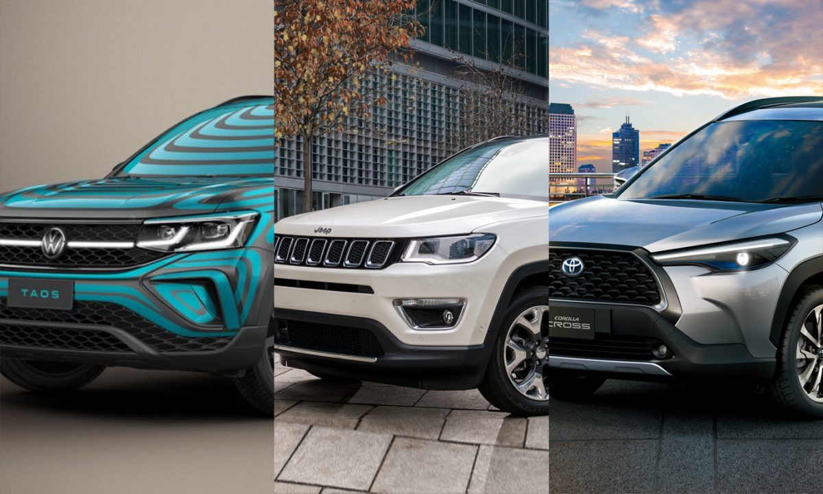 Volkswagen Taos, Jeep Compass e Toyota Corolla Cross [divulgação]