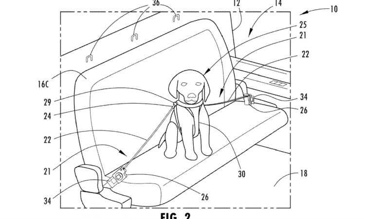 Patente da Ford com o cinto de segurança pet [reprodução]