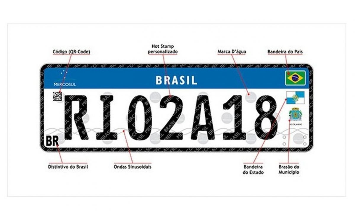 Placa Mercosul tinha brasão dos municípios [divulgação]