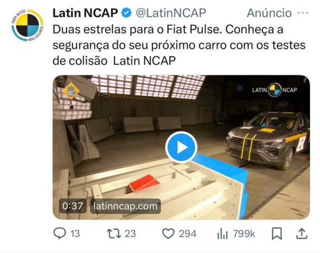 Post do Latin NCAP no X [reprodução]