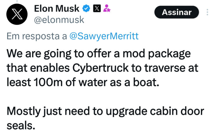 Post de Elon Musk no X [reprodução]