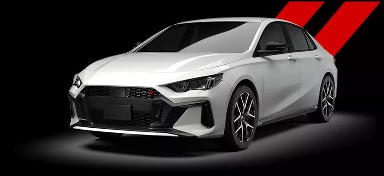 Dodge Attitude branco em um fundo preto parado de frente