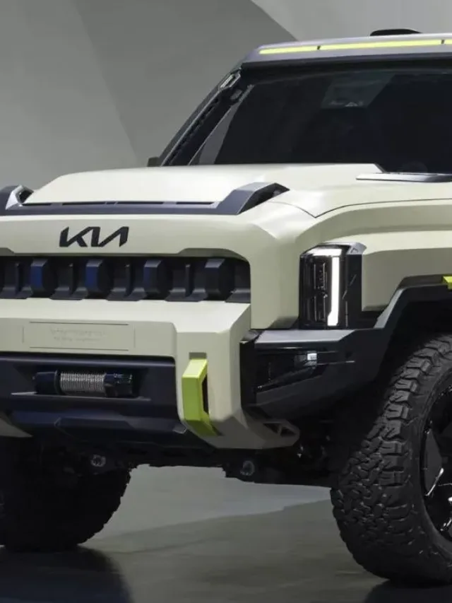 Conceito Kia Tasman Weekender parado de frente