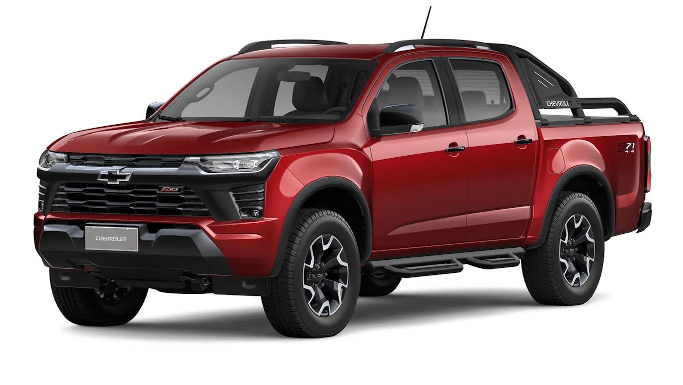 Chevrolet S10 Z71 vermelha 2026, vista de lado