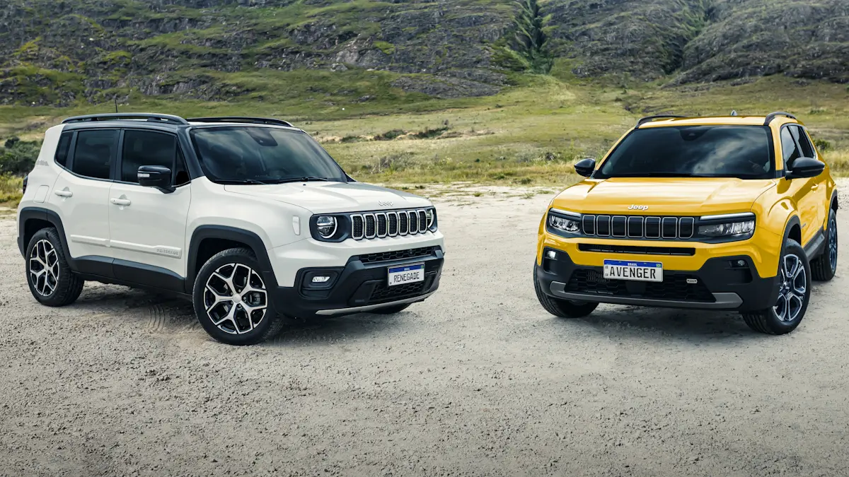 Jeep Renegade branco Avenger amarelo de frente