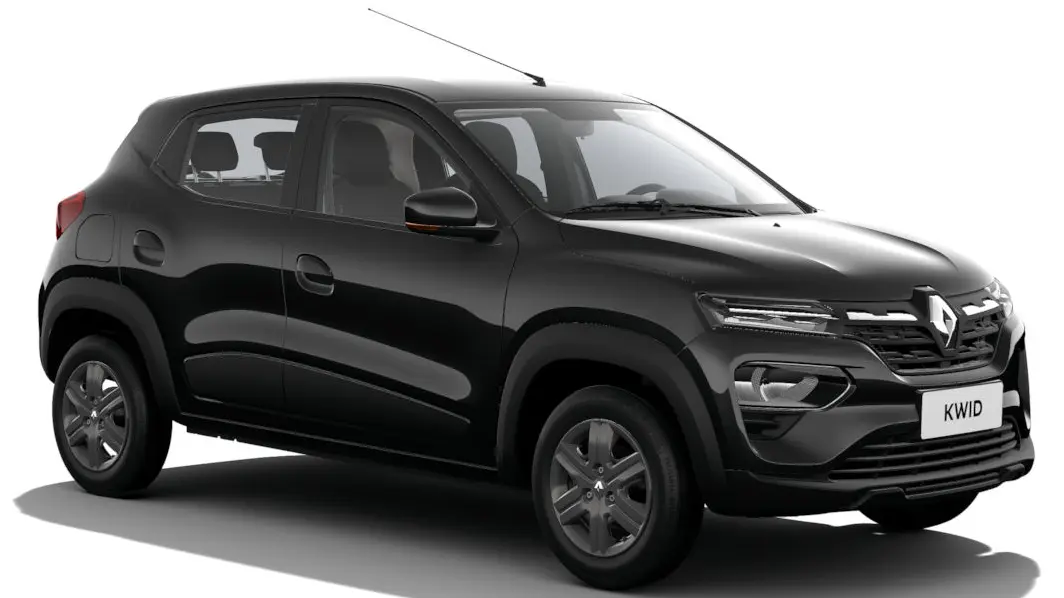 Renault Kwid Intense preto, visto de lado