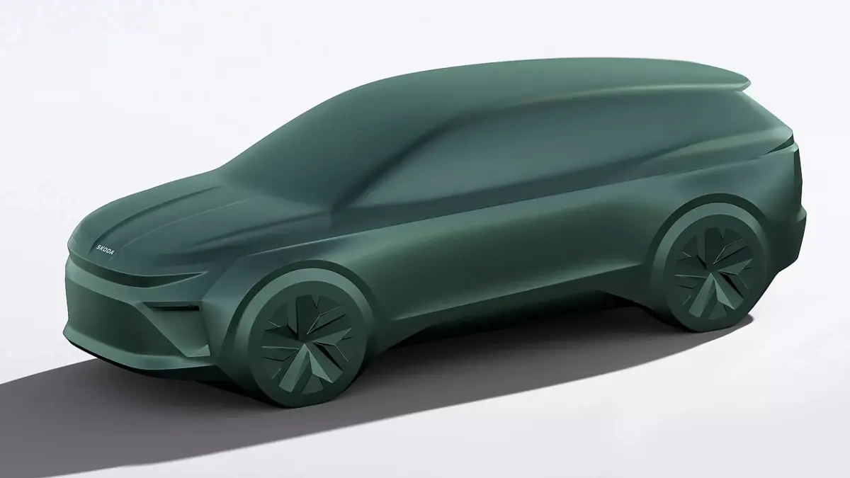 Conceito da Skoda Octavia elétrica com fundo branco