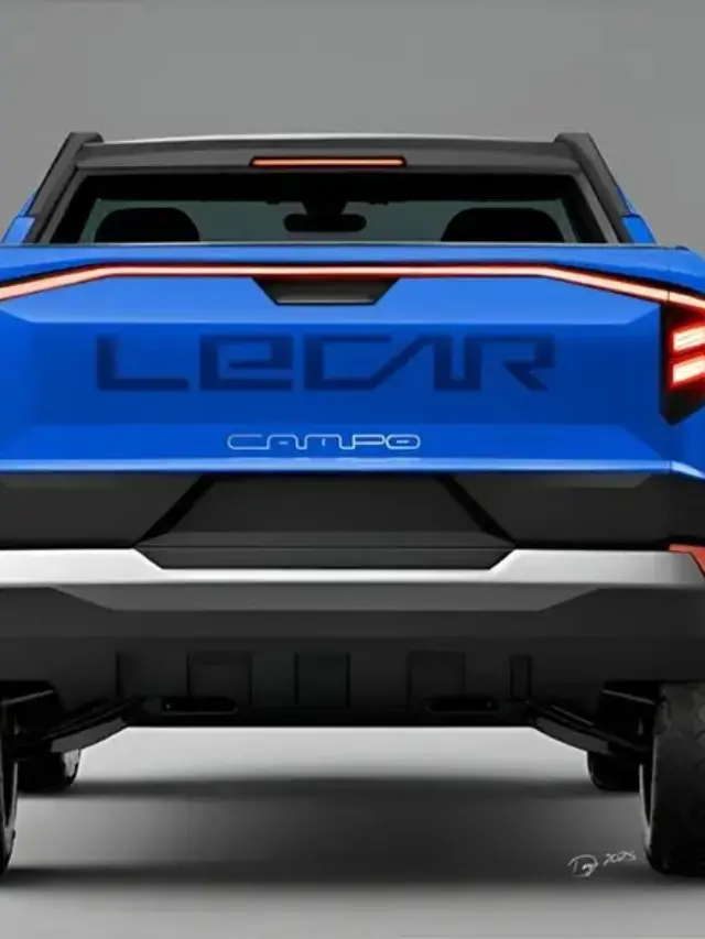 Projeção de imagem traseira da Lecar Campo azul com lanternas acesas