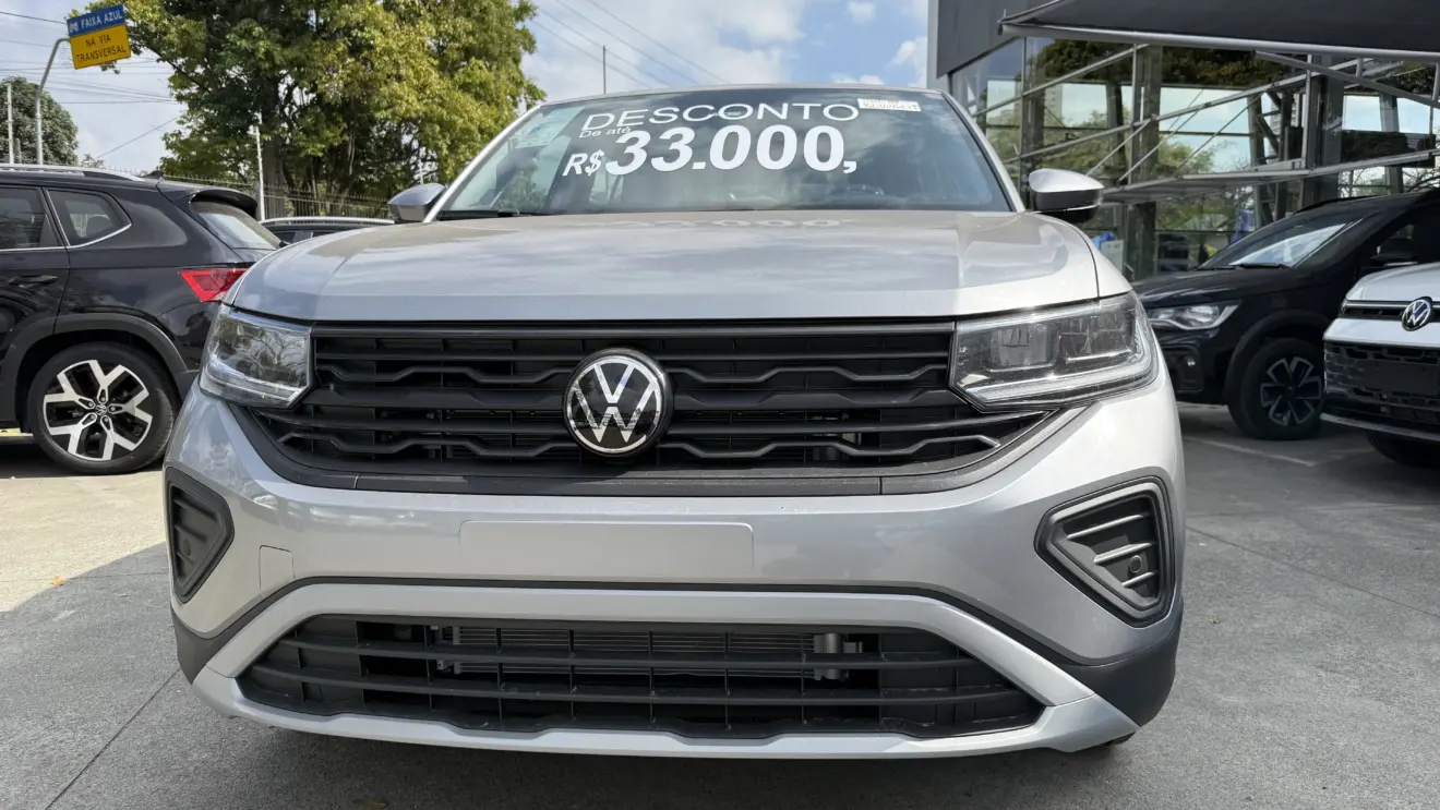 VW T-Cross Sense cinza visto de frente