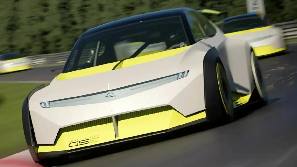 Opel Corsa GSE Vision Gran Turismo branco visto de frente