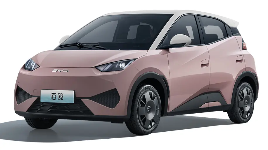 BYD Seagull Active dophin mini rosa com teto branco de frente