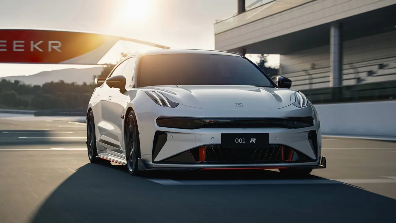 Elétrico Zeekr 001 FR Branco em movimento