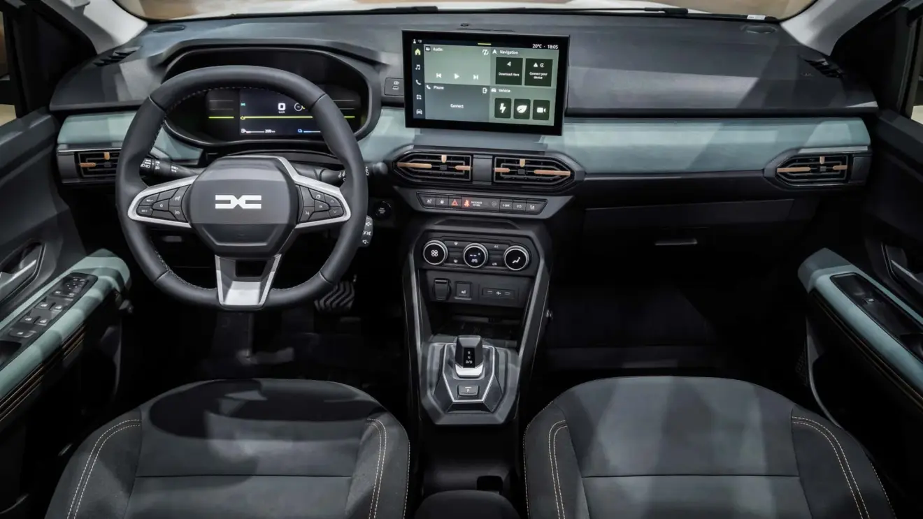 interior do Dacia Jogger 2026 com telas ligadas