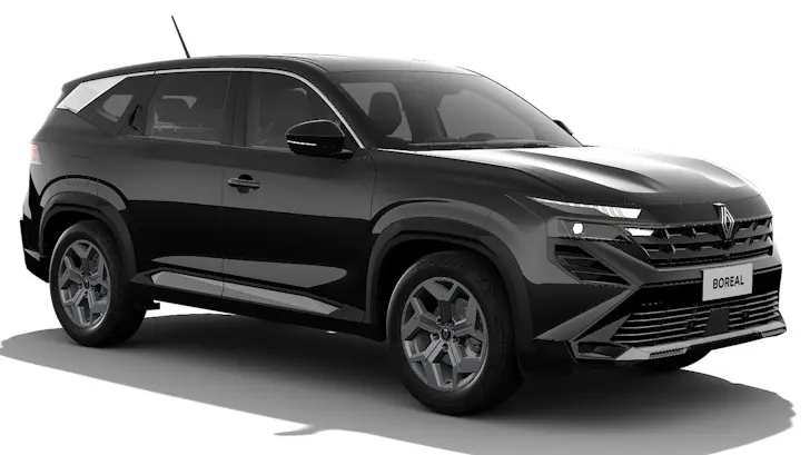 Renault Boreal Evolution preto visto lateralmente e com DRL's acesos