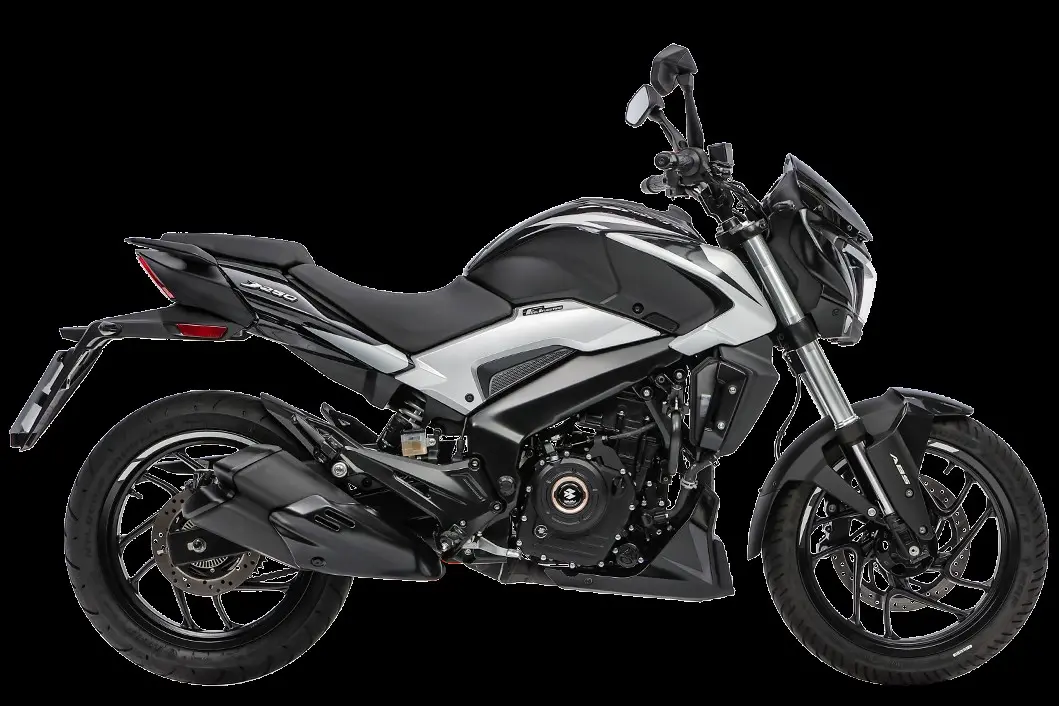 Bajaj Dominar 250 cinza parada de lateral 