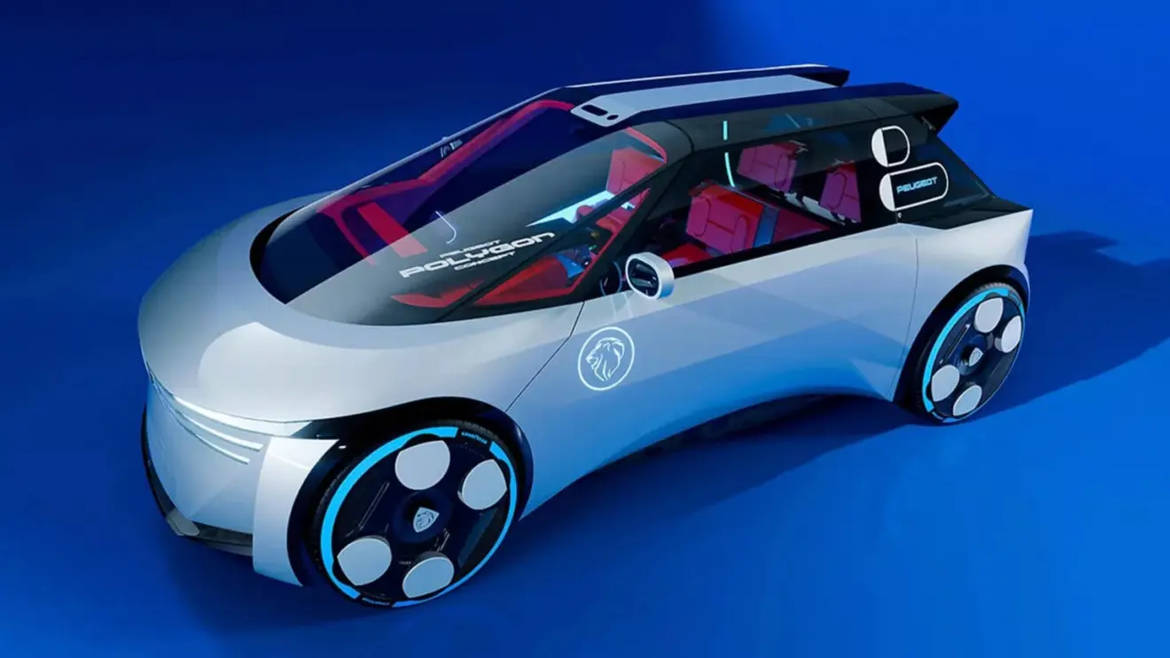 Conceito Polygon da Peugeot branco visto de lado