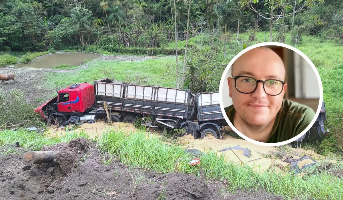 montagem com acidente e vítima de desastre na BR-470