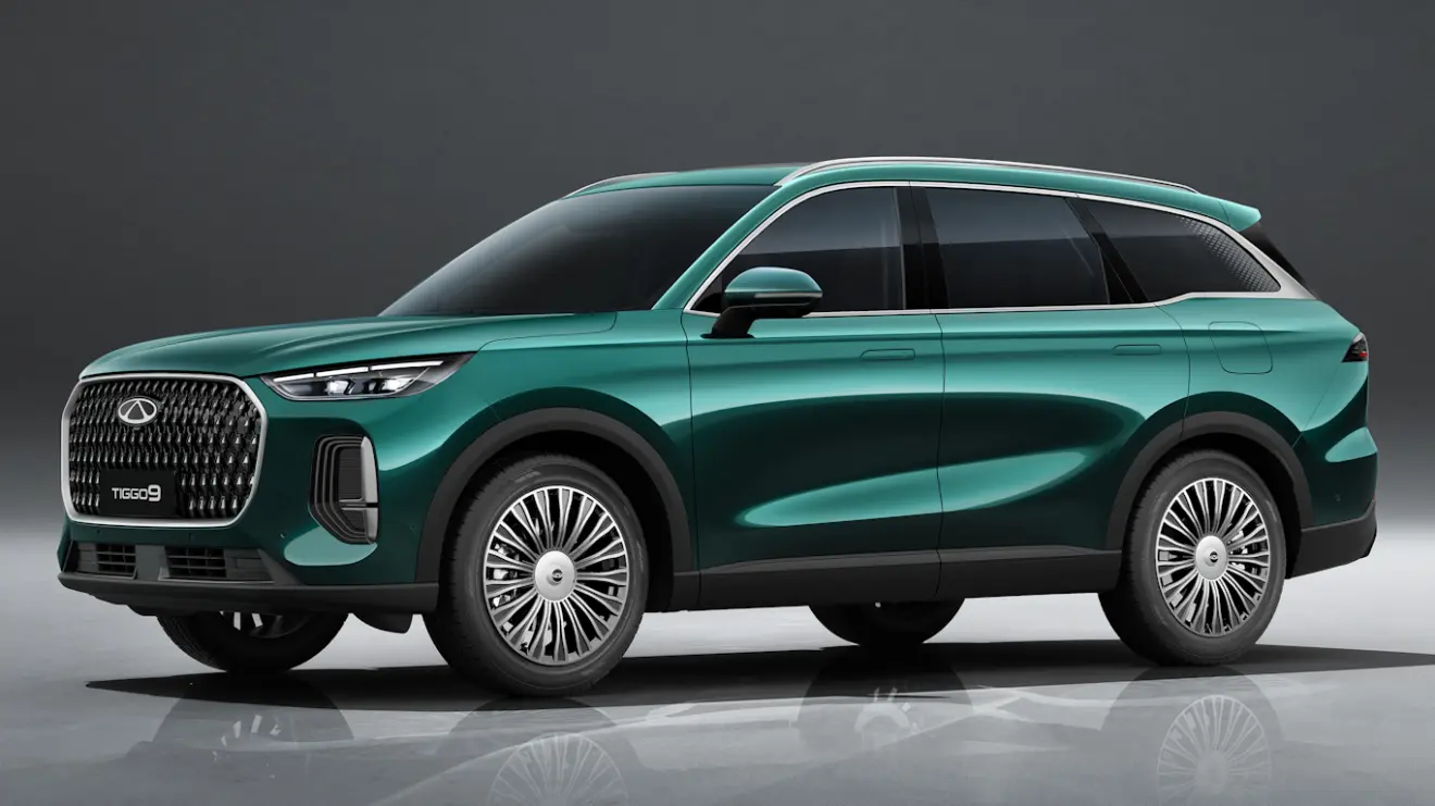 CAOA Chery Tiggo 9 verde visto de lado