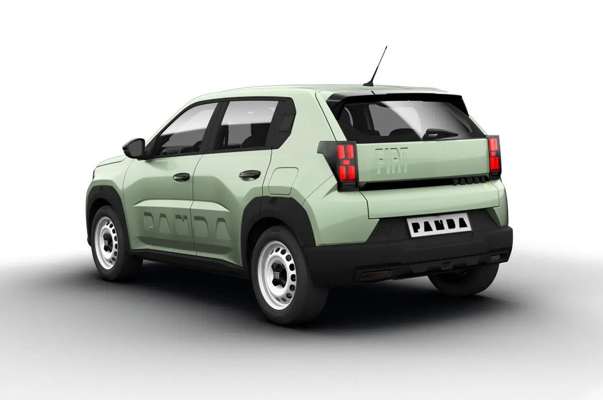 Fiat Grande Panda elétrico verde claro visto de trás