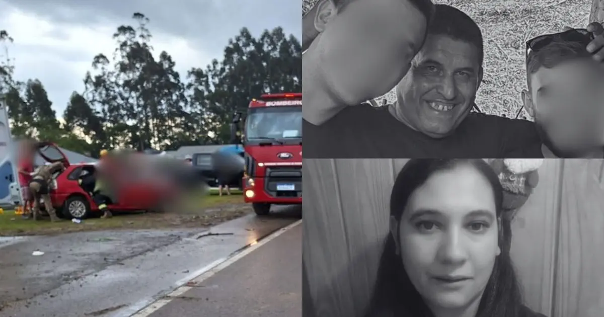 montagem com acidente na SC-477 e vítimas fatais