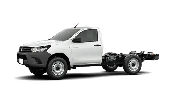 Toyota Hilux Cabine Chassi automática branca vista de lado