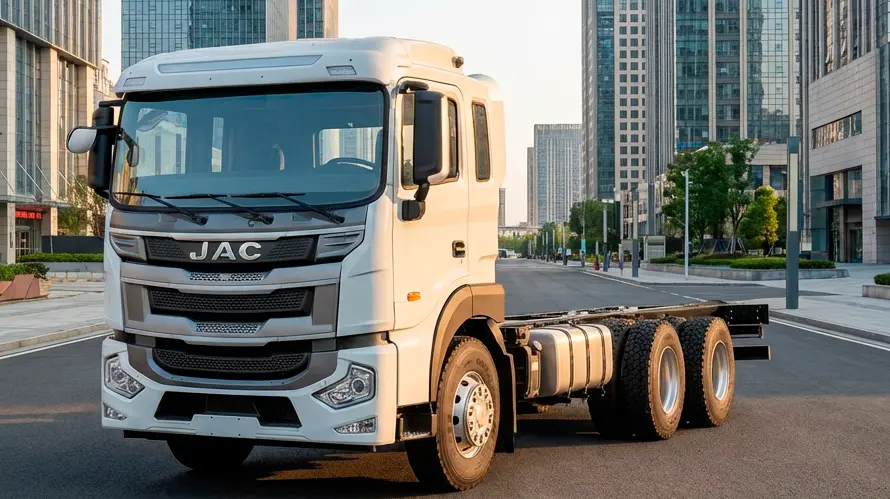 JAC Caminhões A 25.290 branco visto de lado