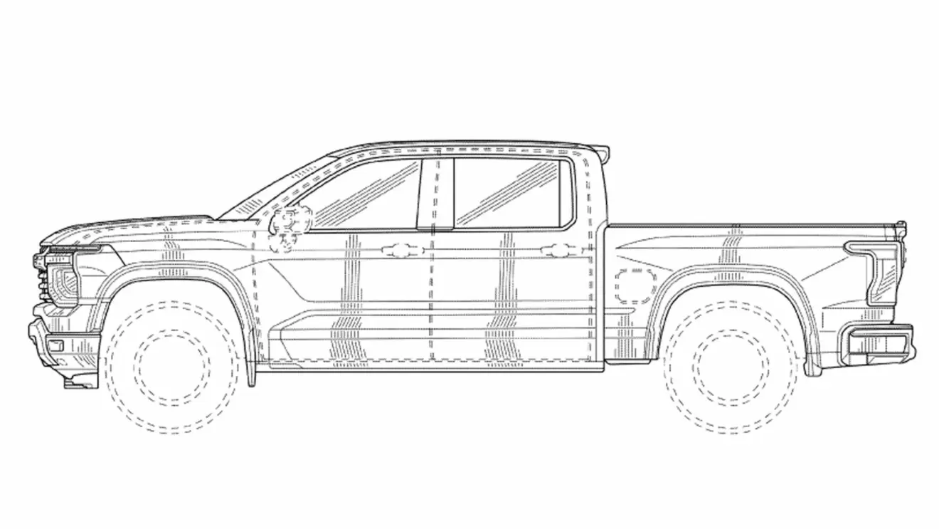 Desenho lateral da nova Chevrolet Silverado 2027