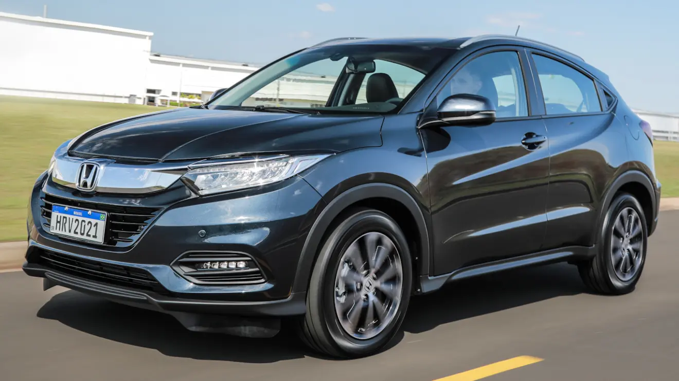 Honda HR-V EXL 2021 cinza azulado visto de lado