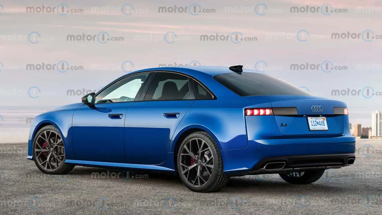 Audi A4 conceito azul Motor 1.com com visual retangular