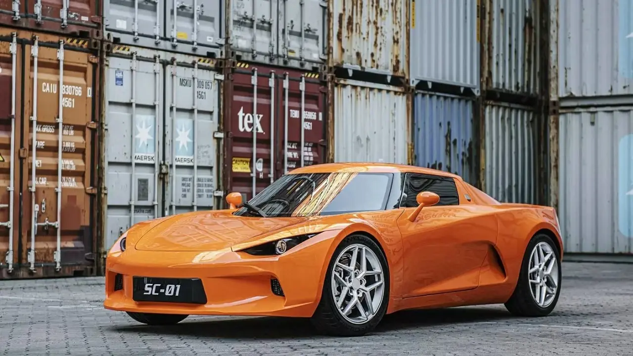 SC-01 esportivo elétrico chinês que vai estrear na Europa, na cor laranja estático