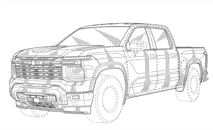 Desenho da nova caminhonete Chevrolet Silverado 2027