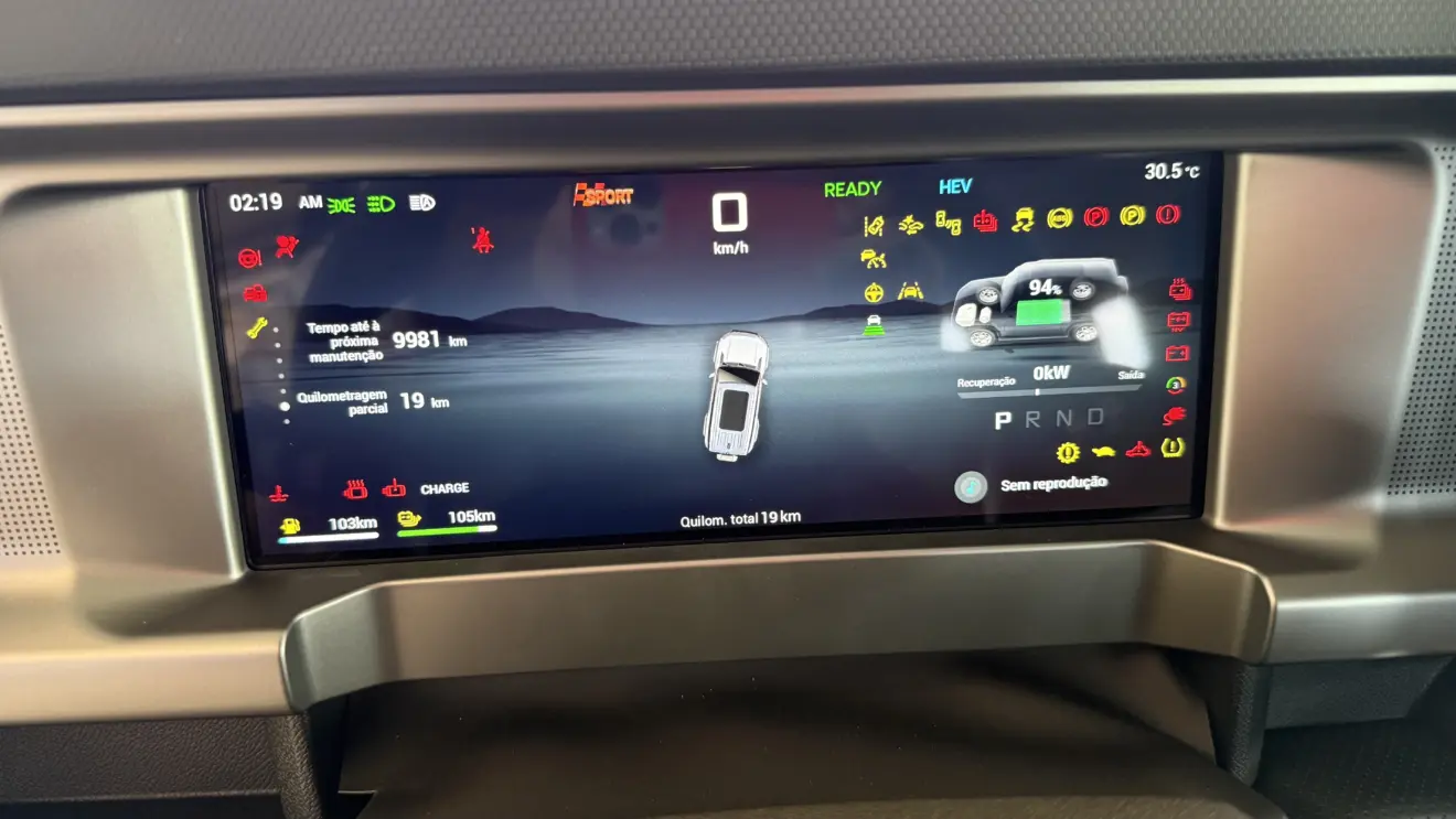 Painel de instrumentos ligado do Jetour T2