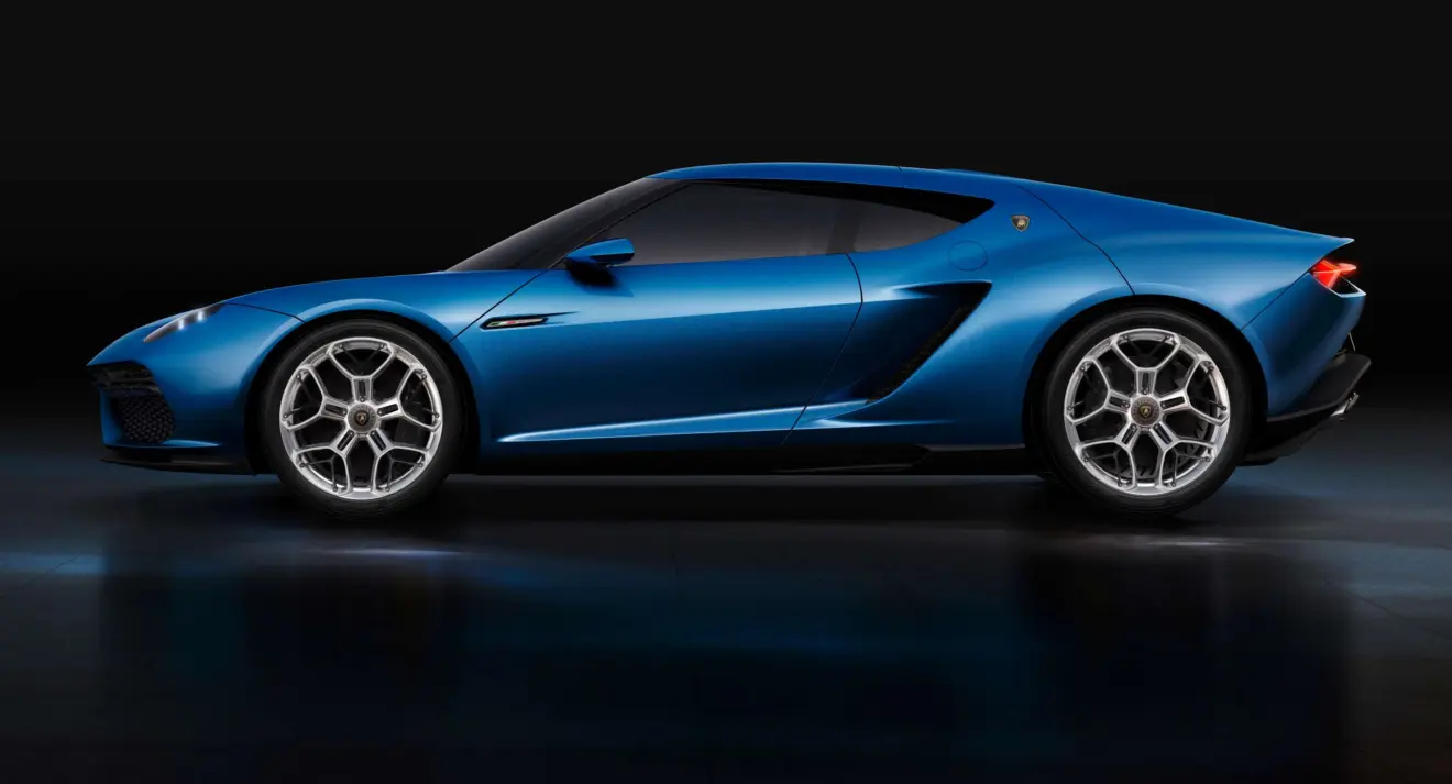 Lamborghini Asterion azul parado de lateral