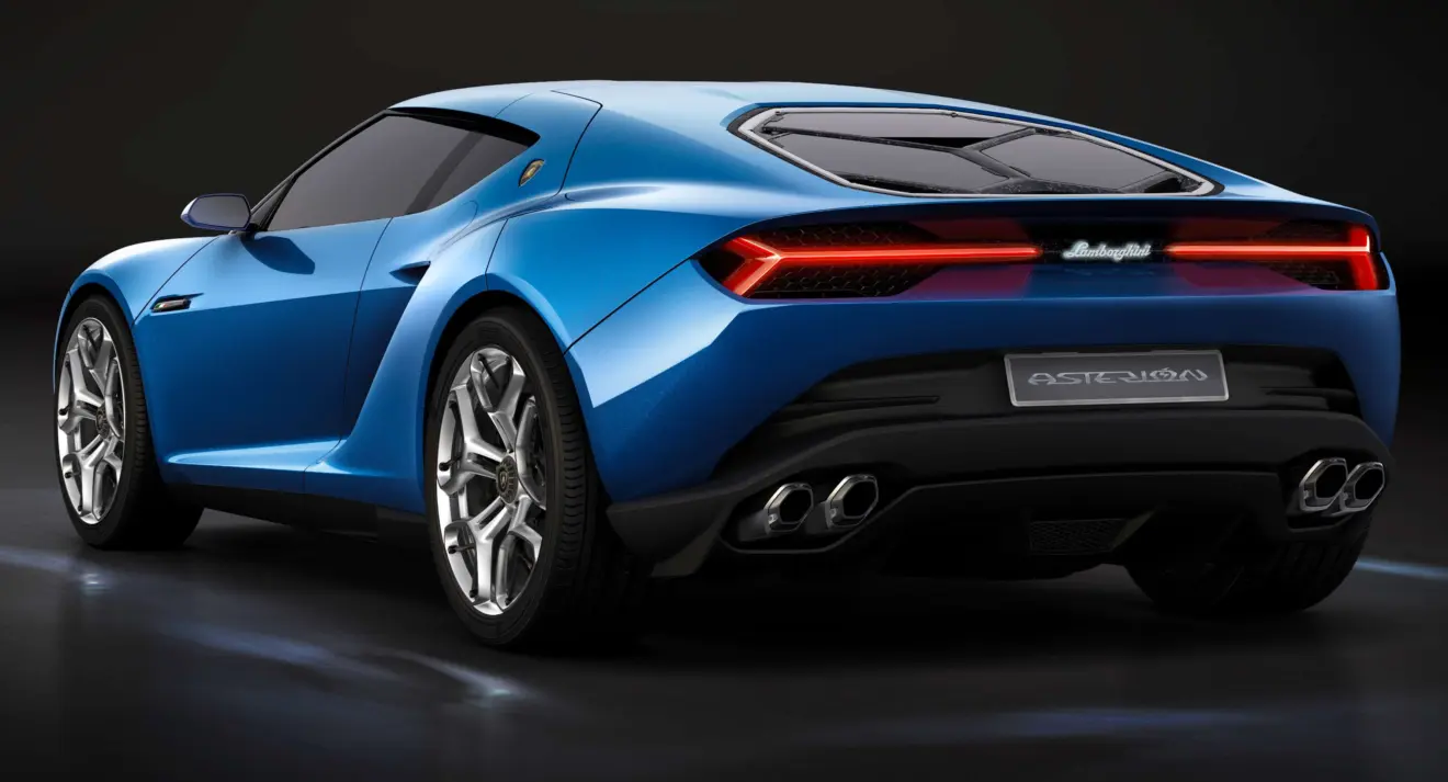 Lamborghini Asterion azul parado de traseira