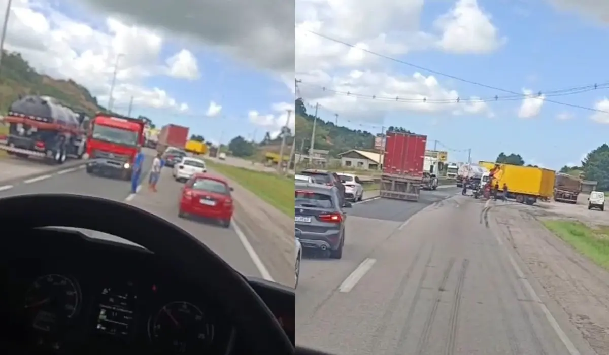 montagem sobre acidente na BR-101