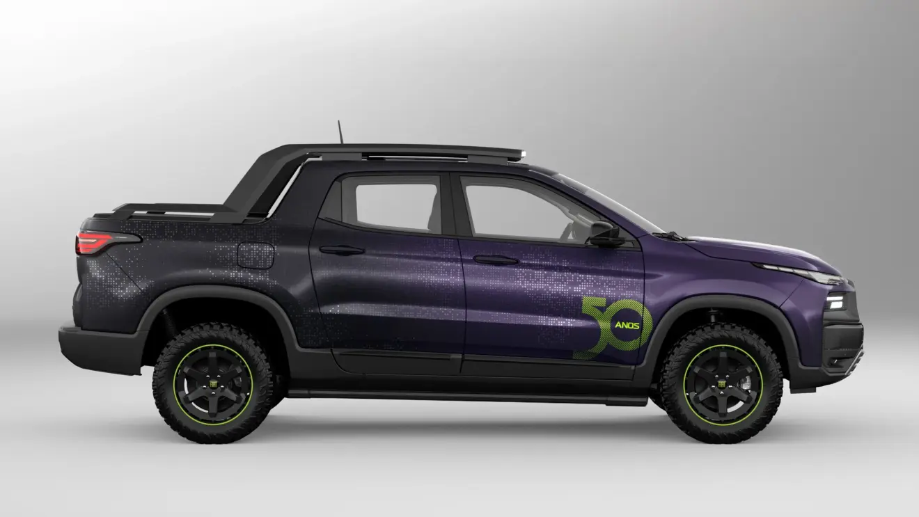 Fiat Toro especial do Lollapalooza Brasil 2026 vista de lado