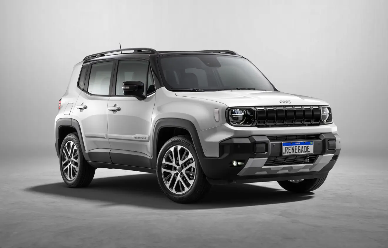 Jeep Renegade Sahara MHEV 2027 branco visto de frente