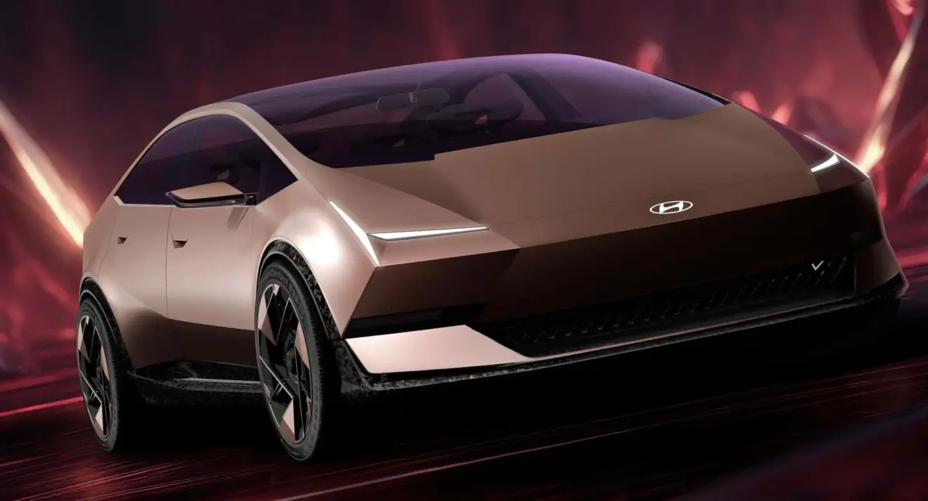Conceito Venus da linha Ioniq da Hyundai parado de frente 
