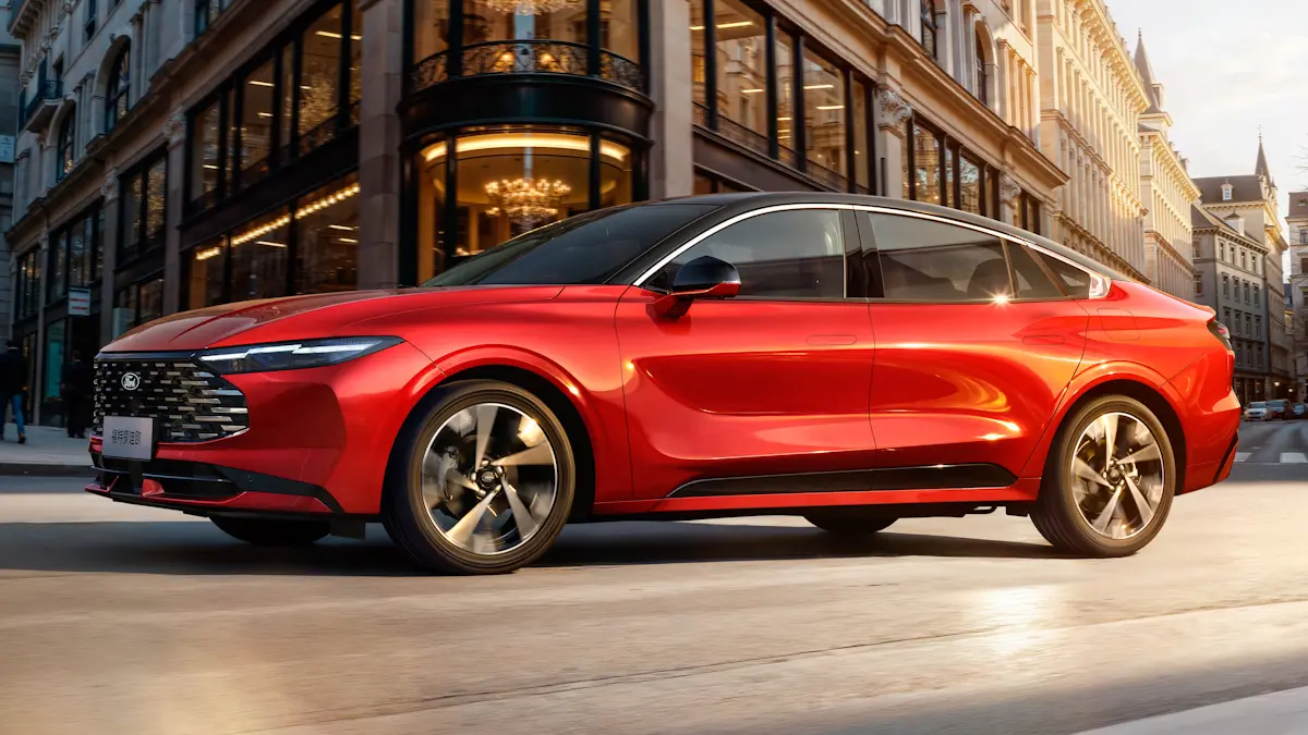 Ford Mondeo vermelho de frente