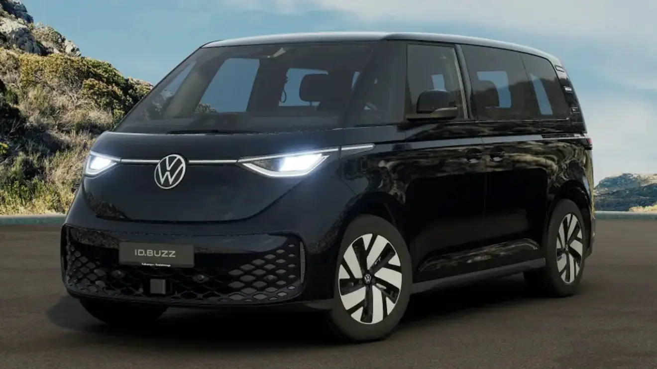 Volkswagen Kombi elétrica 2026 preta vista de frente