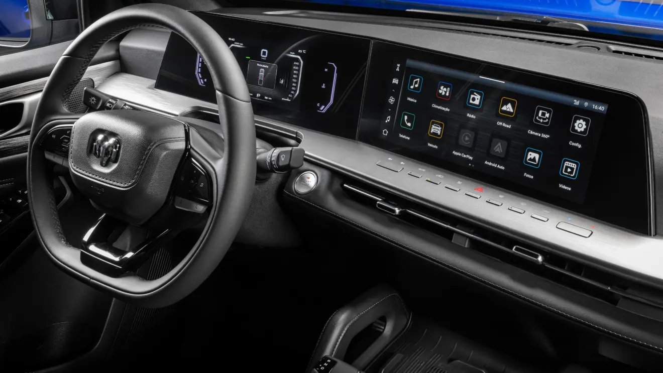 interior Ram Dakota Night Edition azul de traseira