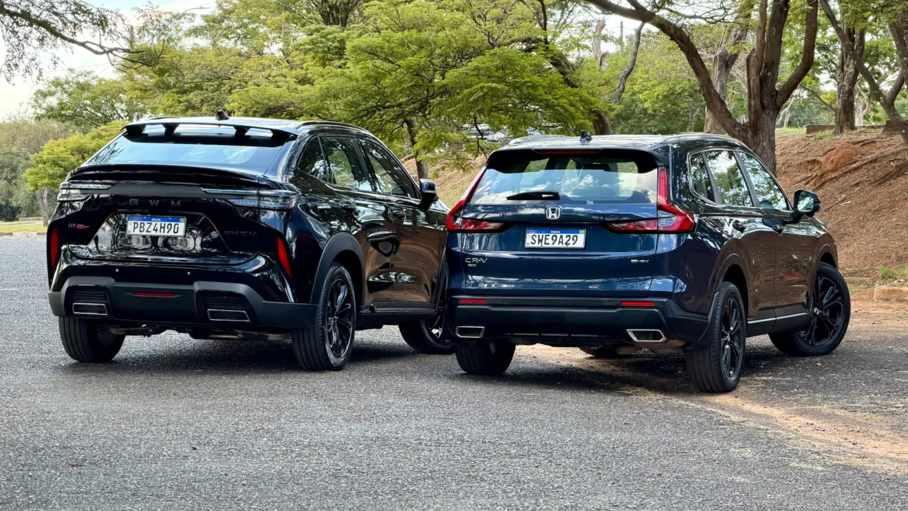 GWM Haval H6 GT vs Honda CR-V Advanced Hybrid ambos de traseira