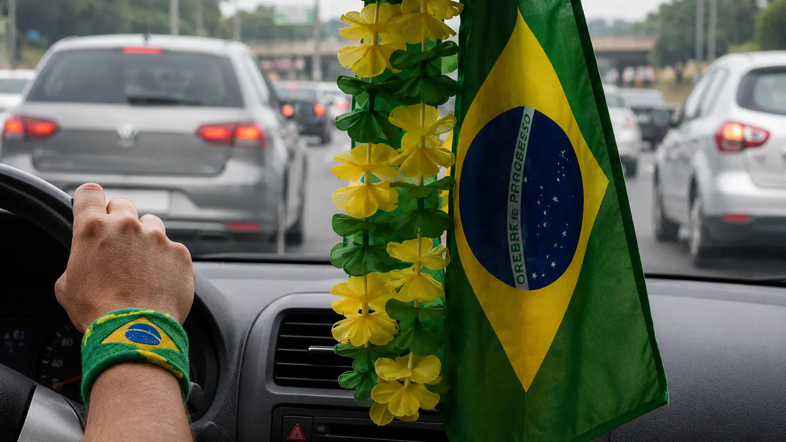 Bandeira ou acessório atrapalhando a visão PODE RENDER MULTA