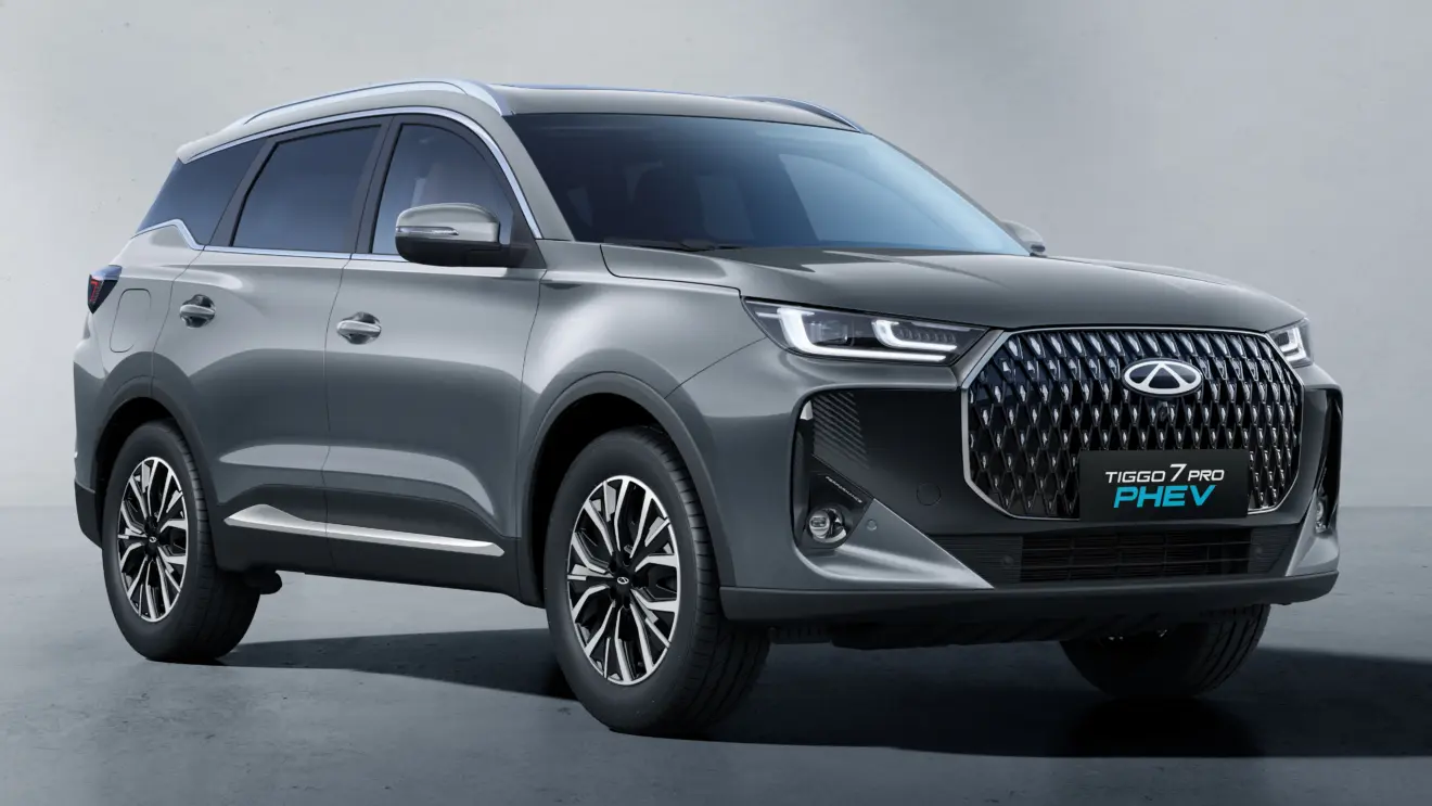 CAOA Chery Tiggo 7 PHEV 2027 cinza de frente