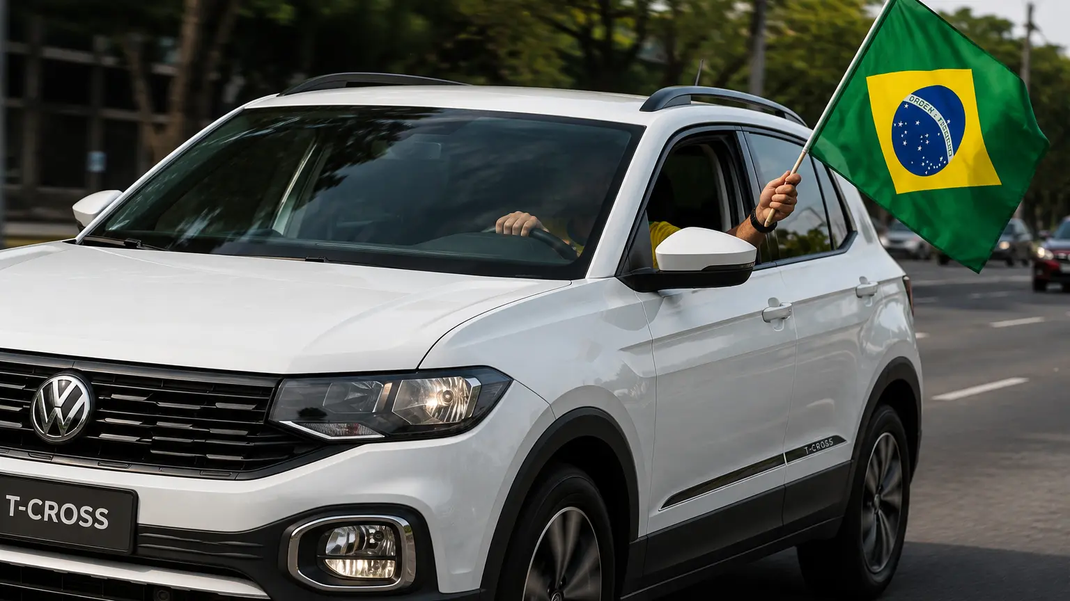 Colocar bandeiras para fora da janela durante a condução pode render multa