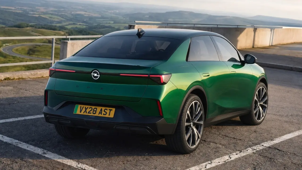 Opel Astra nova geração projeção do Autocar na cor verde estático