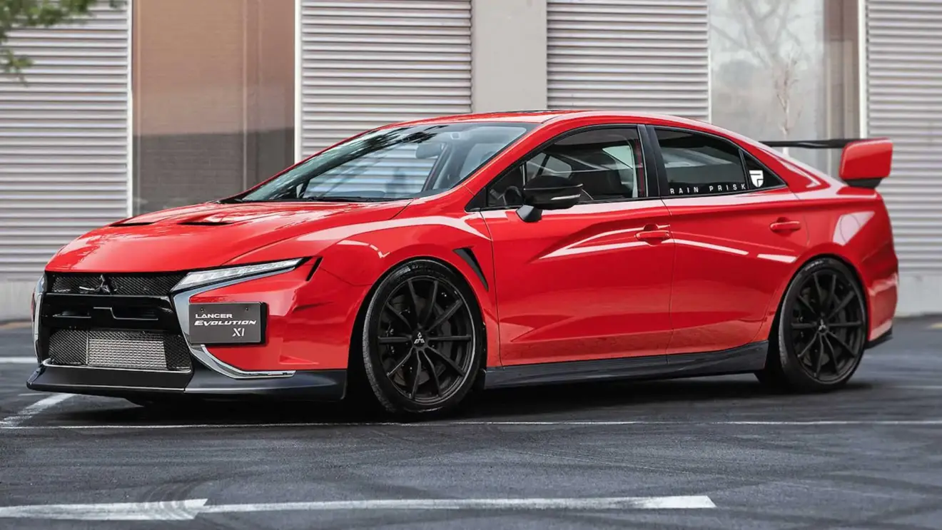 Mitsubishi Lancer Evo vermelho projeção