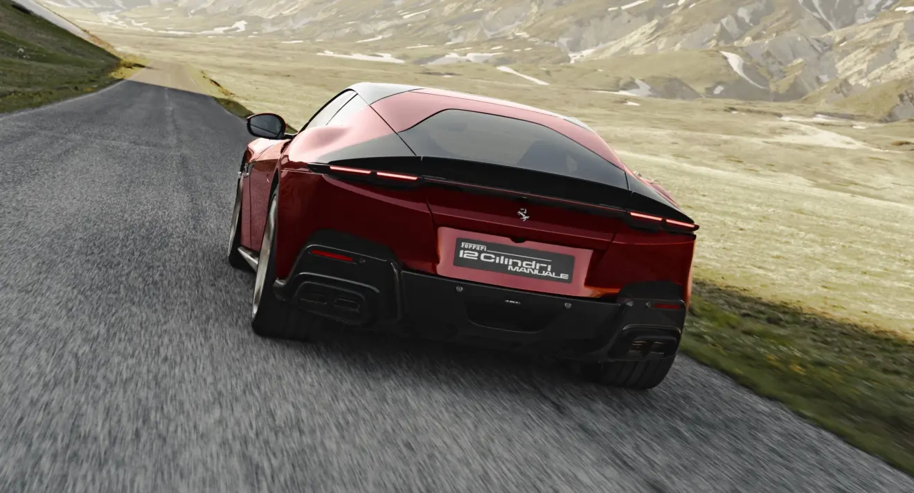 Ferrari 12Cilindri Manuale vermelha de traseira em movimento