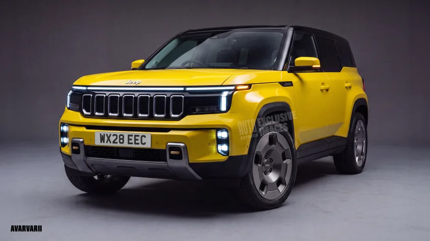 SUV sem nome da Jeep como projeção para Europa contra Land Rover Defender