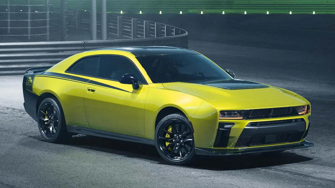 Dodge Charger Super Bee amarelo na linha 2027 estático